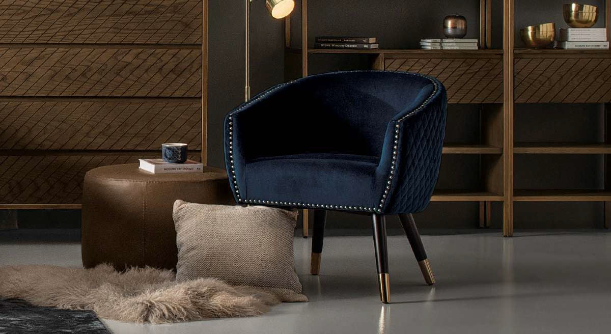 Deniz Lounge Chair - Elegant Accent Armchair in Dim Blue Arctus