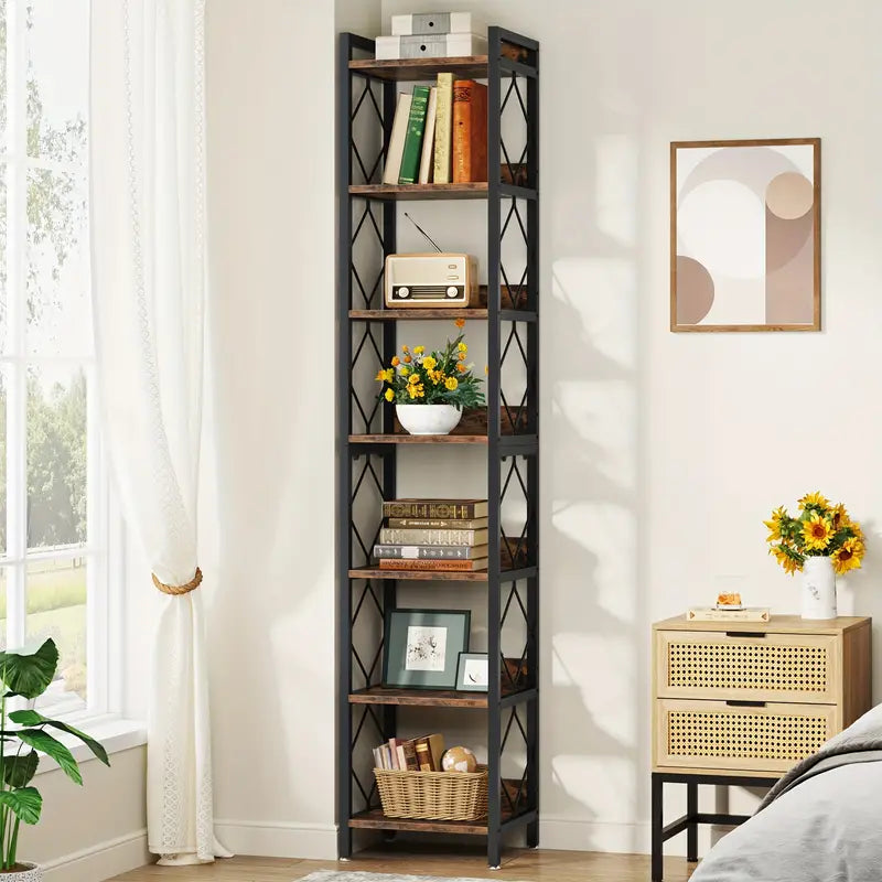 Extra Tall 7 Tier Rustic Bookcase