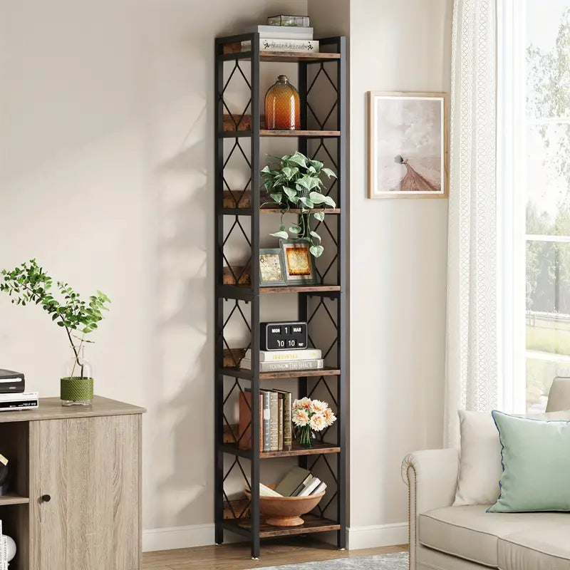 Extra Tall 7 Tier Rustic Bookcase