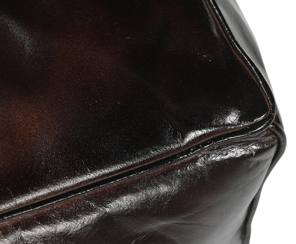 Square Chocolate Leather Ottoman