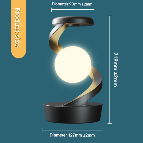 Black Modern Levitating LED Desk Lamp - Spiral Design Atmosphere Light