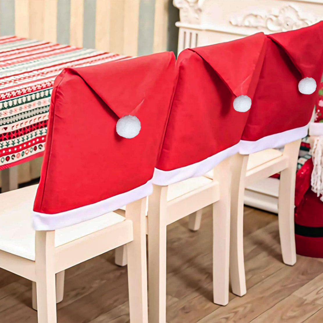 Festive Santa Hat Dining Chair Covers - Set of 8
