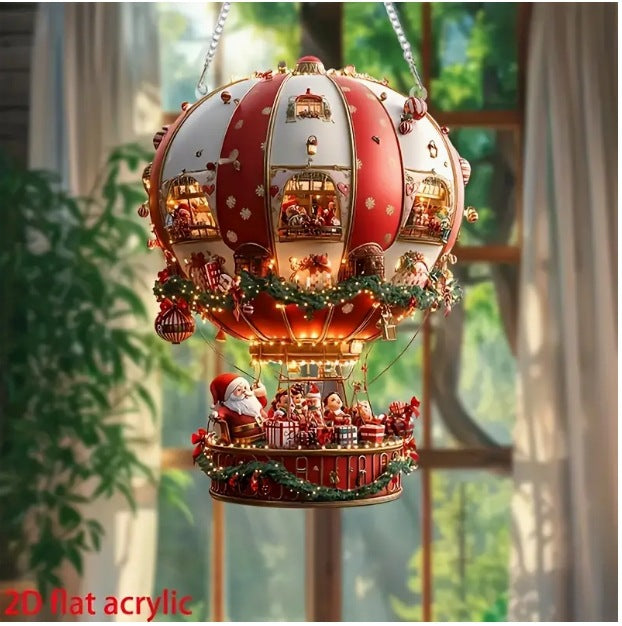 Whimsical Santa Hot Air Balloon Ornament
