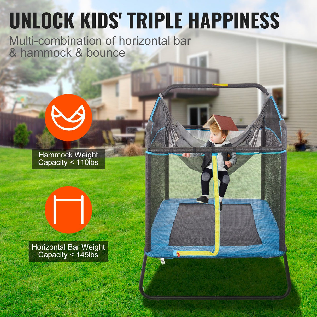 VEVOR 6FT Kids Trampoline with Safety Net
