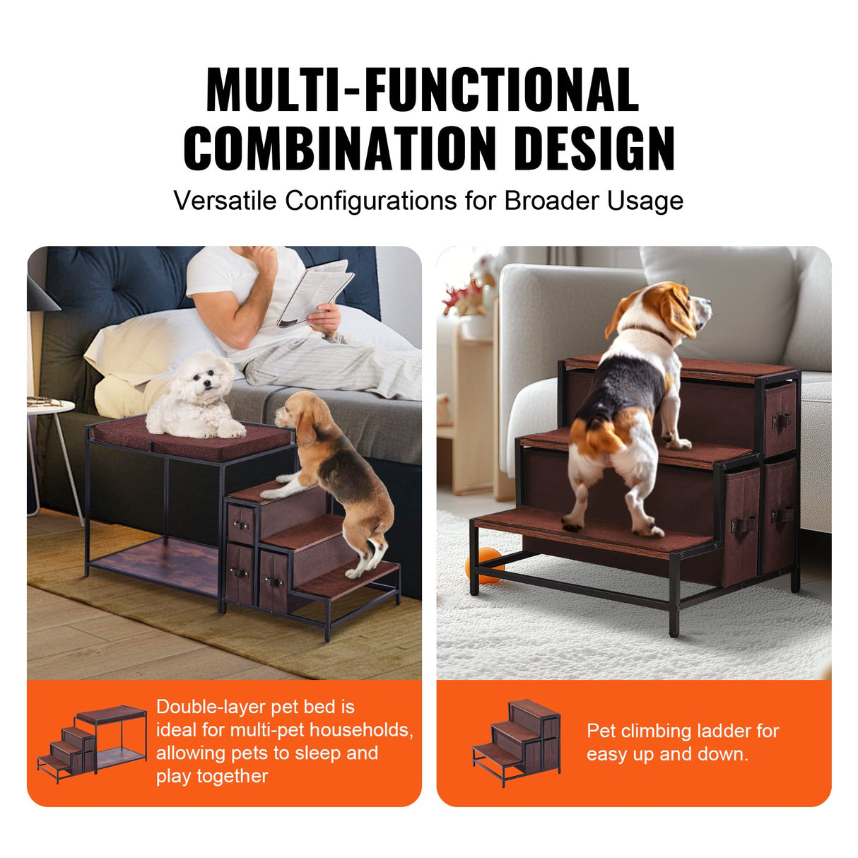 VEVOR Medium Pet Bunk Bed with Storage