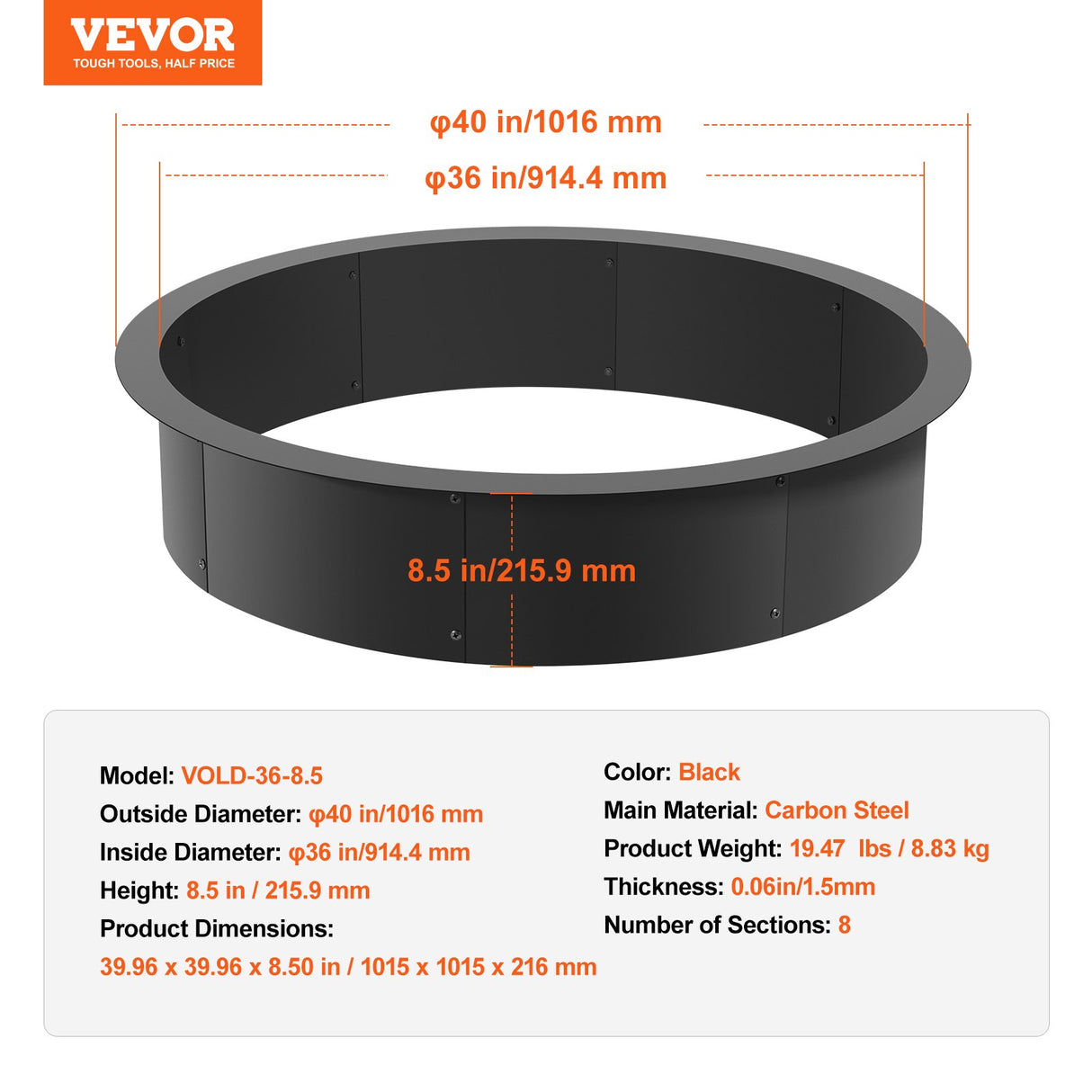 Round High-Temperature Steel Fire Pit Ring