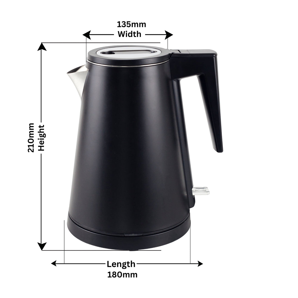 0.8L Stainless Steel Kettle - Black (Double Layer)