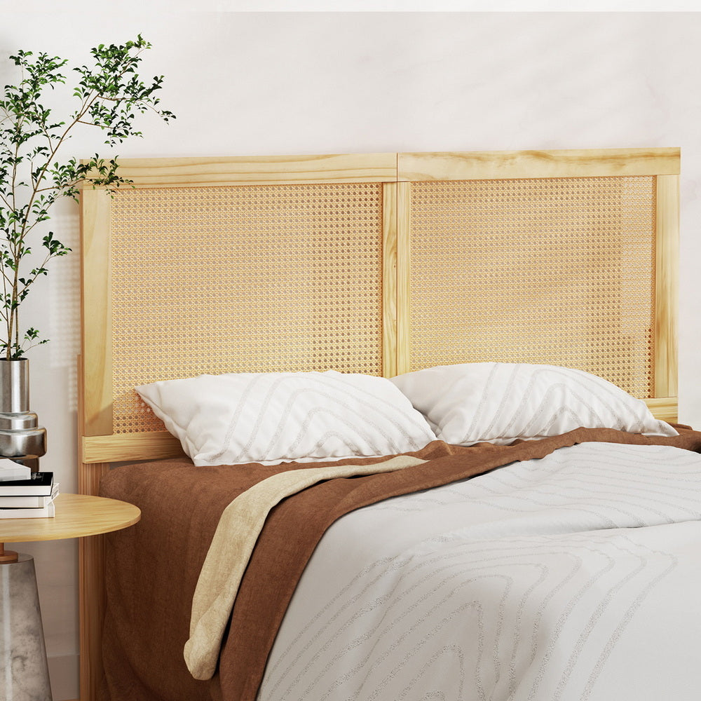 Artiss Bruno Queen Bed Frame with Rattan Headboard