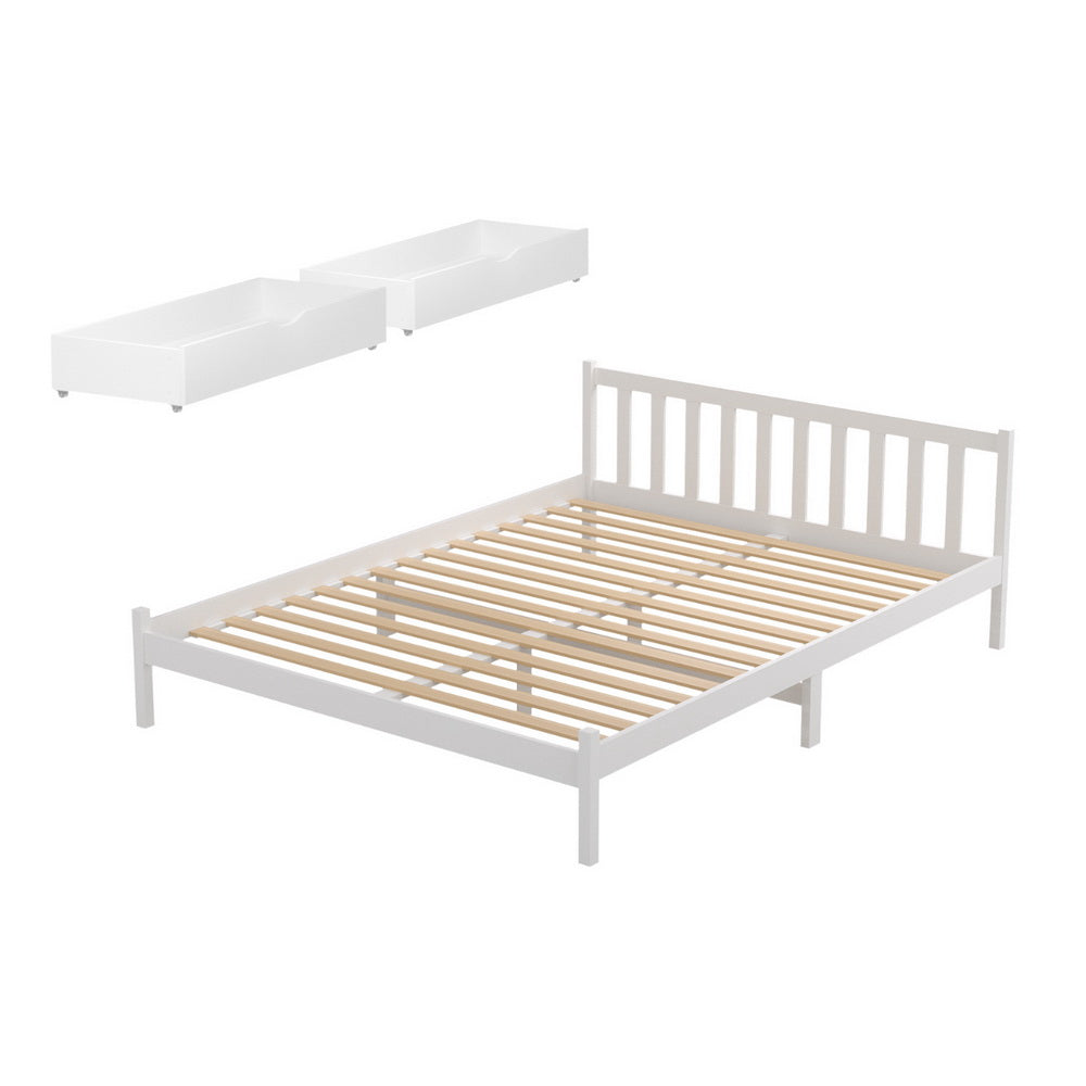 Artiss Queen Size Wooden Bed Frame with Storage