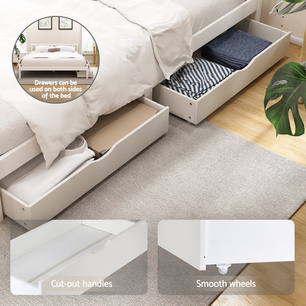 Artiss Queen Size Wooden Bed Frame with Storage