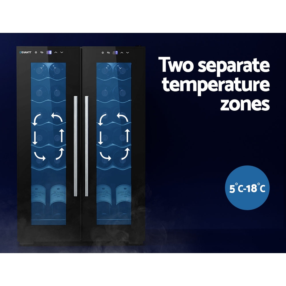 Devanti Dual Zone Wine Cooler - 24 Bottles