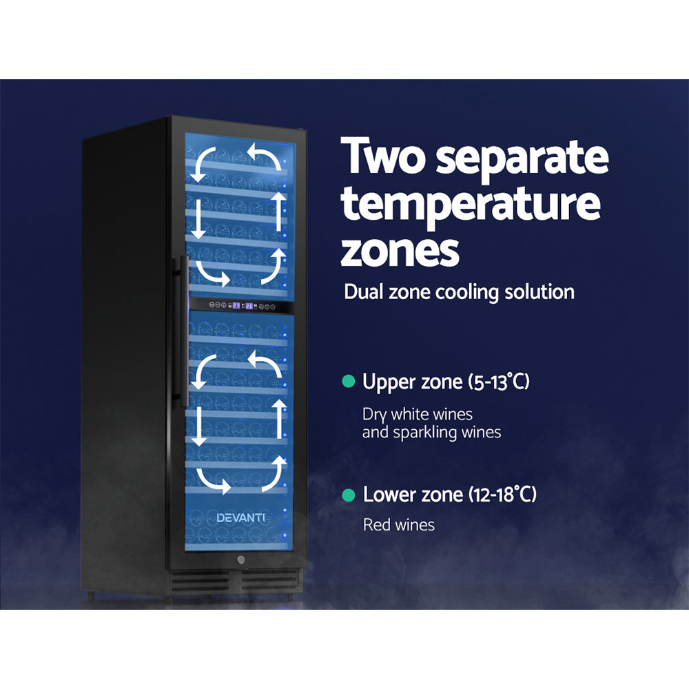 Devanti Dual Zone Wine Cooler - 154 Bottles