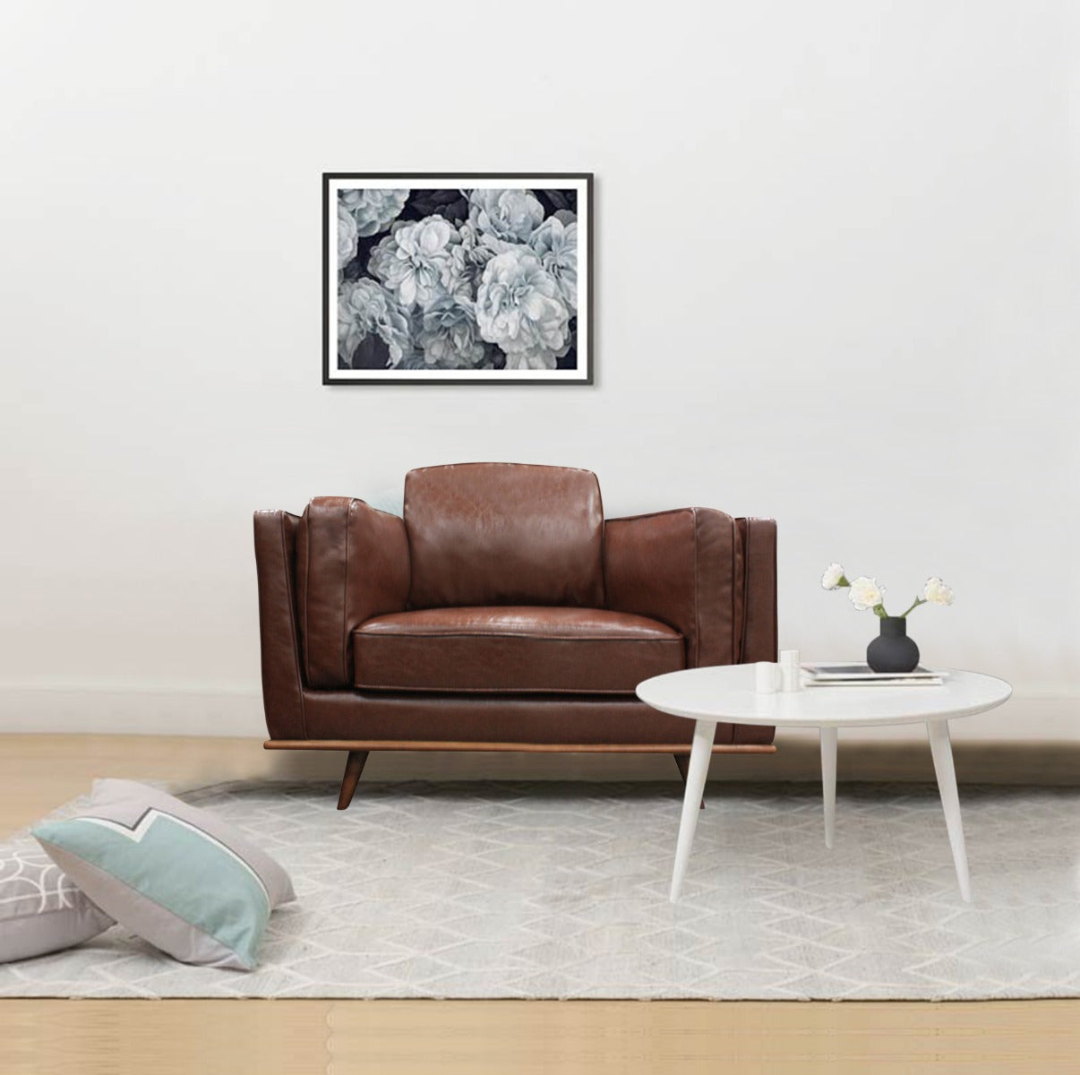Modern Single Seater Armchair with Wooden Frame and Dual Layer Upholstery