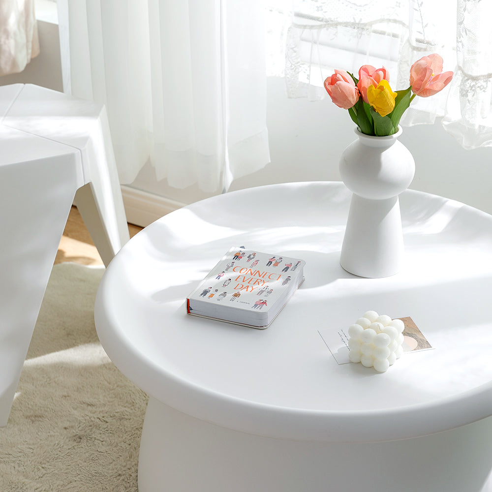 Artiss Round 71CM White Coffee Table