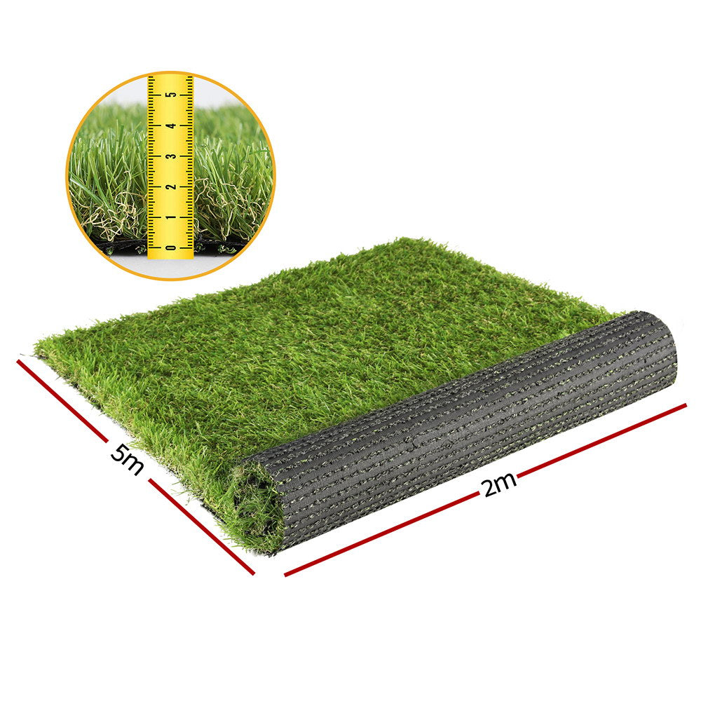 Prime Turf Artificial Grass 35mm 2mx5m Synthetic Fake Lawn Turf Plastic Plant 4-coloured