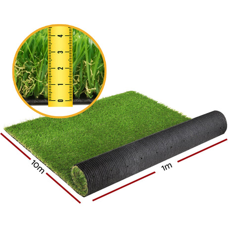 Prime Turf Artificial Grass 40mm 2mx5m Synthetic Fake Lawn Turf Plastic Plant 4-coloured