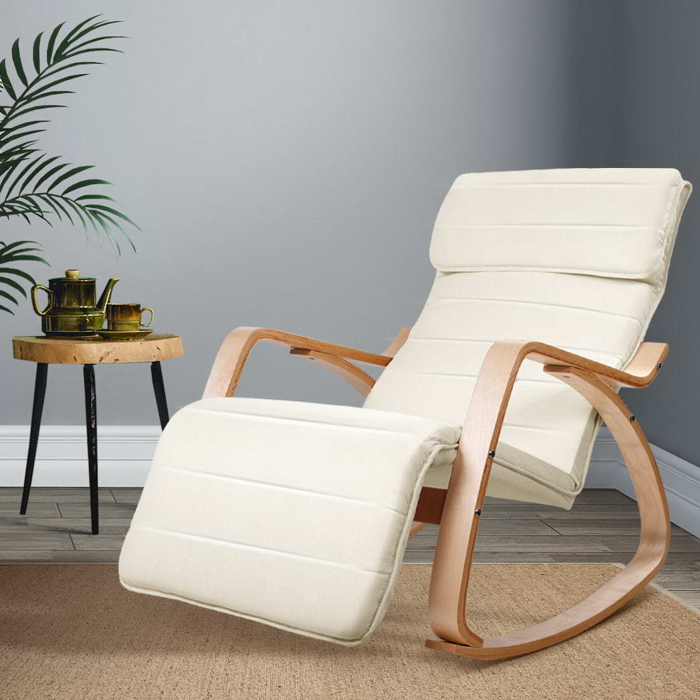 Afton Modern Rocking Armchair with Adjustable Footrest