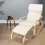 Artiss Beige Bentwood Rocking Armchair Footstool