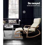 Artiss Beige Bentwood Rocking Armchair Footstool