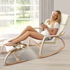 Artiss Beige Bentwood Rocking Armchair Footstool