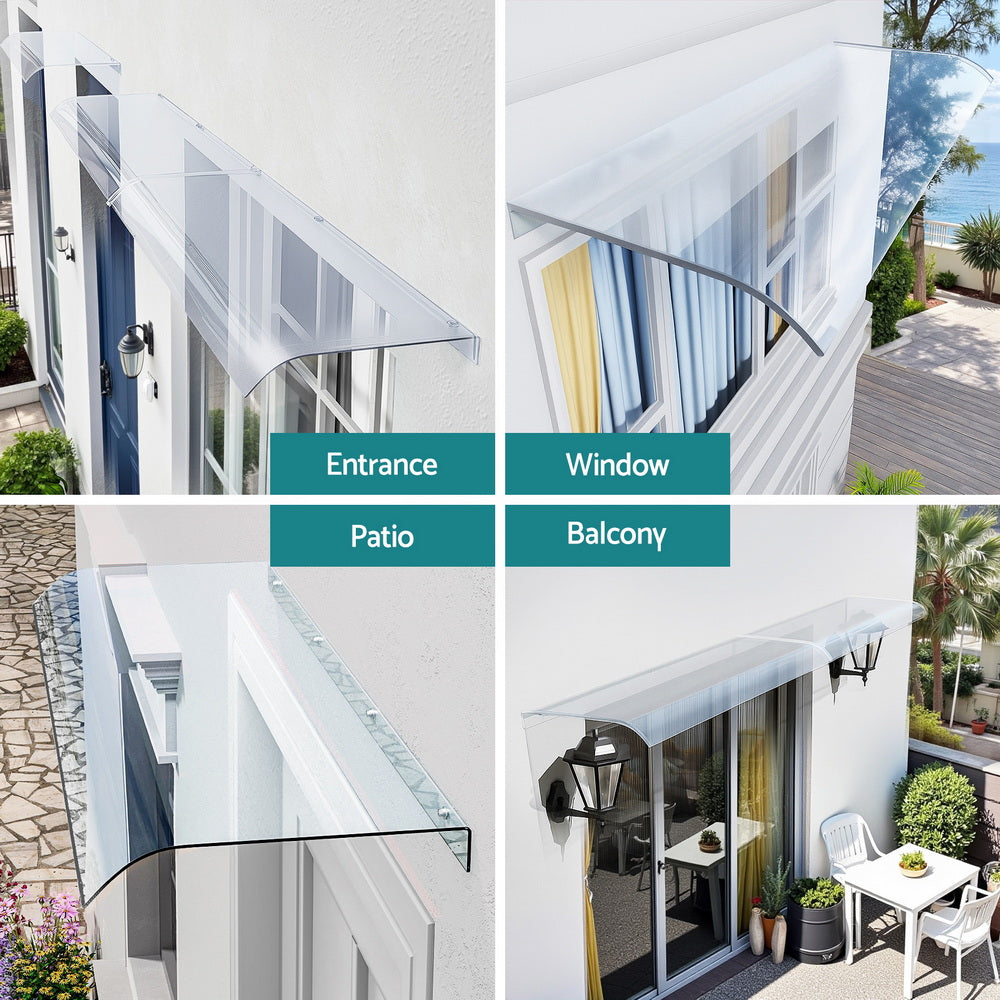 Instahut Window Door Awning 0.4mx1m Transparent