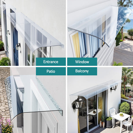Instahut Window Door Awning 0.4mx1m Transparent