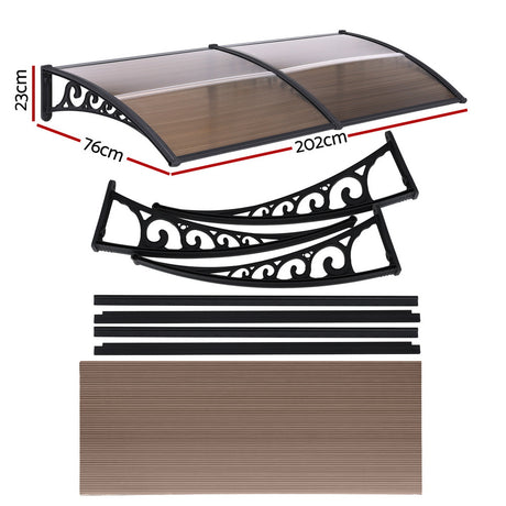 Instahut Window Door Awning 0.8mx2m Brown