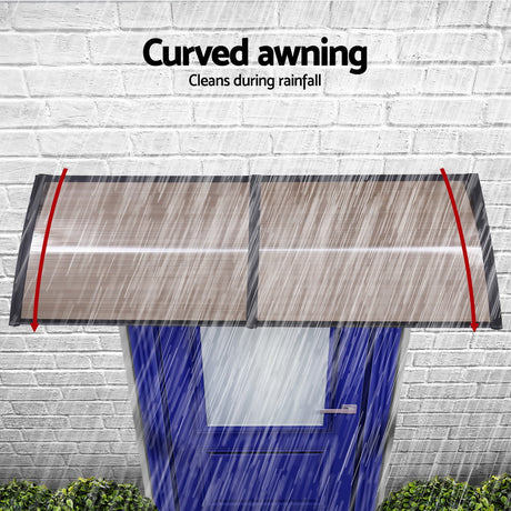 Instahut Window Door Awning 0.8mx2m Brown