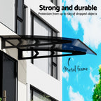 Instahut Window Door Awning Canopy 1mx1m Grey Solid Sheet Metal Frame