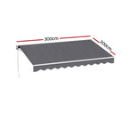 Instahut Retractable Folding Arm Awning Manual Sunshade 3M X 2M Grey