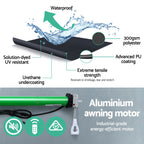 Instahut Retractable Folding Arm Awning Motorised Sunshade 3Mx2.5M Grey