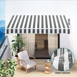Instahut Retractable Folding Arm Awning Motorised Sunshade 3Mx2.5M Grey White