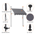 Instahut Window Fixed Pivot Arm Awning Outdoor Door Canopy 2X1.8M Grey