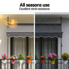 Instahut Window Fixed Pivot Arm Awning Outdoor Door Canopy 2X1.8M Grey