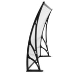 Instahut Window Door Awning Canopy 1mx2m Transparent Sheet Black Plastic Frame