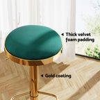 Artiss Green Velvet Bar Stools with Gold Frame