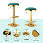 Artiss Green Velvet Bar Stools with Gold Frame