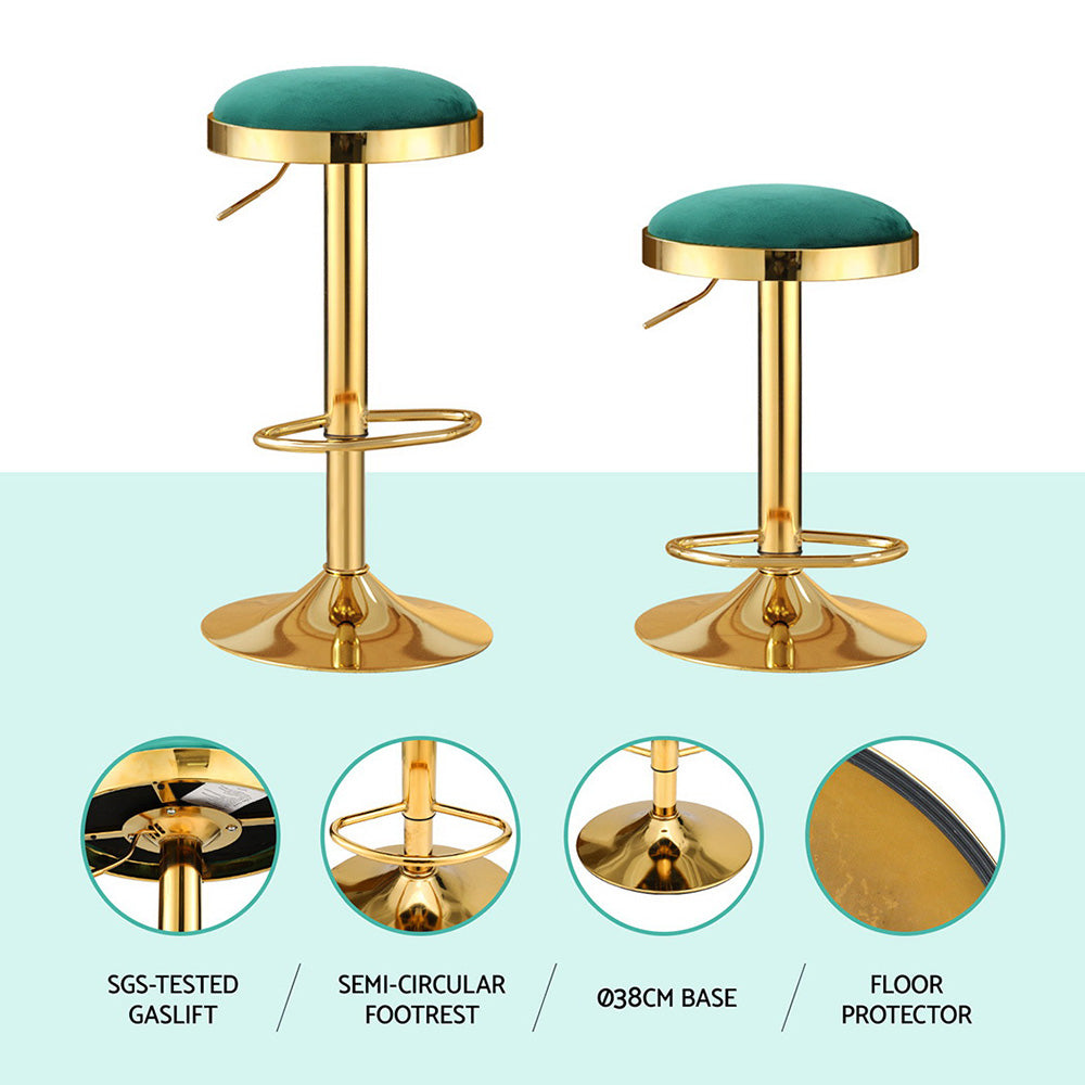 Artiss Green Velvet Padded Bar Stools