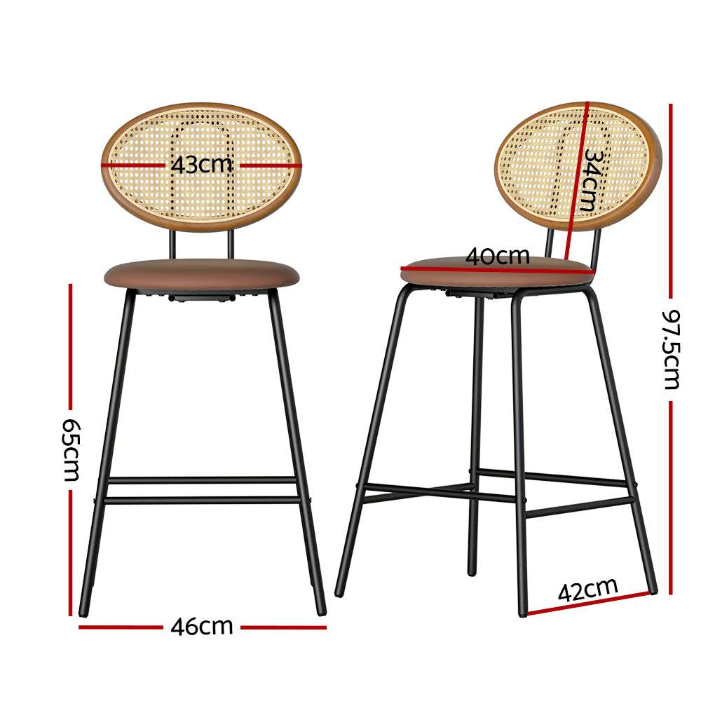 Artiss Raye Brown PU Leather Bar Stools