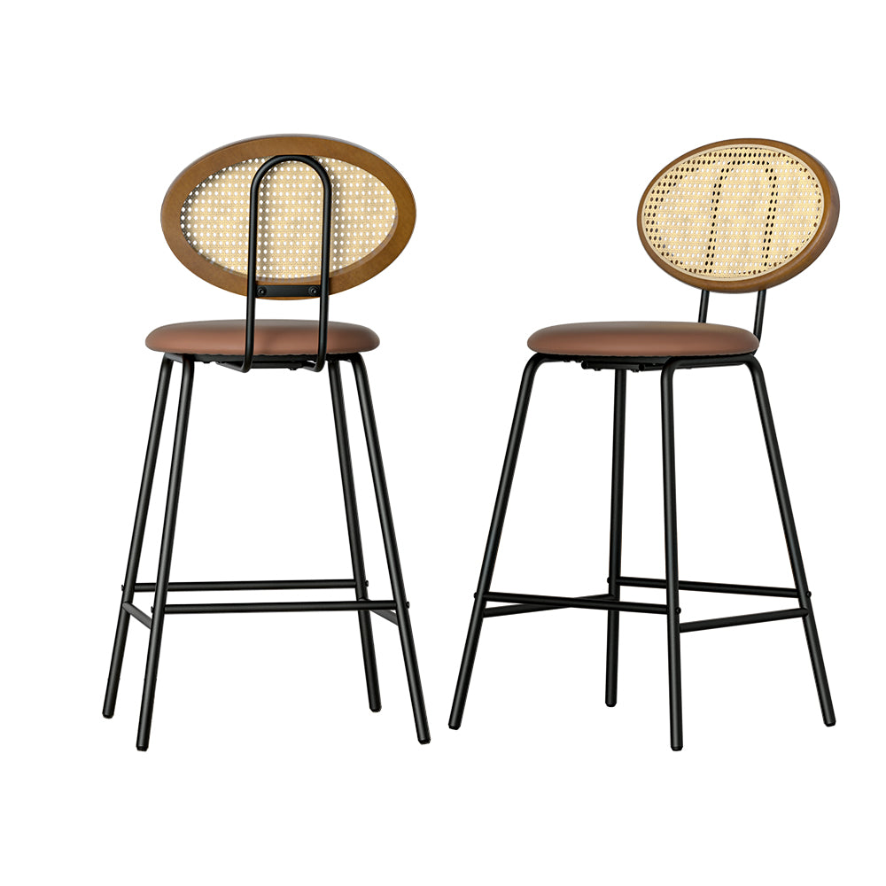 Artiss Raye Brown PU Leather Bar Stools