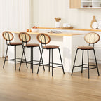 Artiss Brown PU Leather Bar Stools Set
