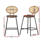 Artiss Brown PU Leather Bar Stools Set