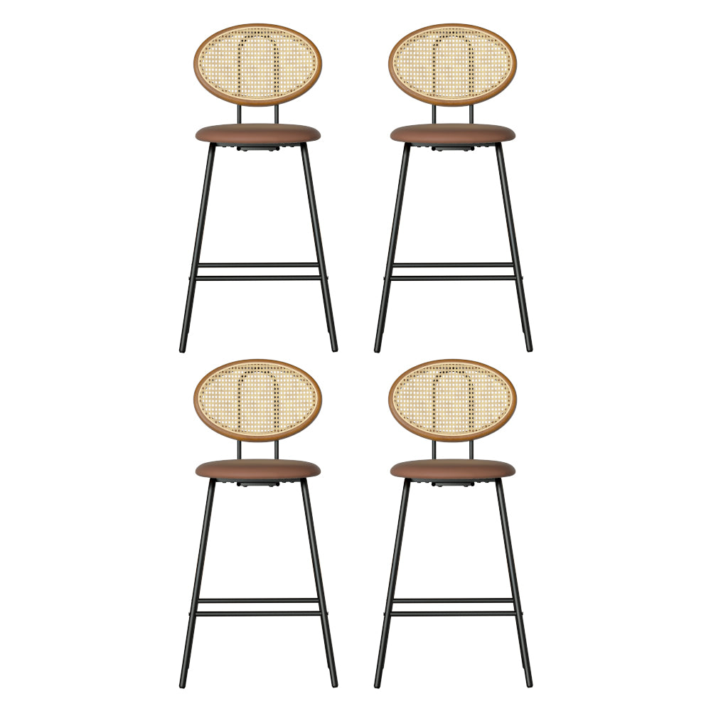 Artiss Brown PU Leather Bar Stools Set