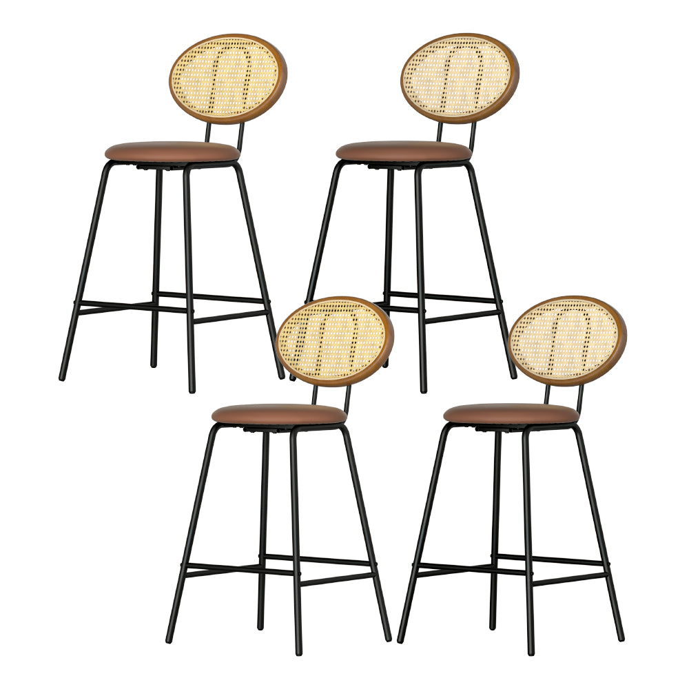 Artiss Brown PU Leather Bar Stools Set