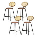 Artiss Brown PU Leather Bar Stools Set