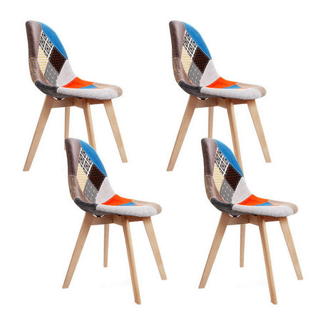 Retro Fabric Dining Chairs Set of 4