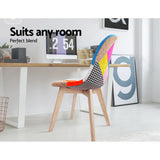 Retro Fabric Dining Chairs Set of 4