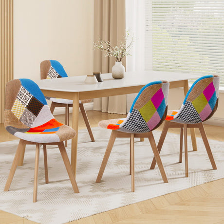 Retro Fabric Dining Chairs Set of 4