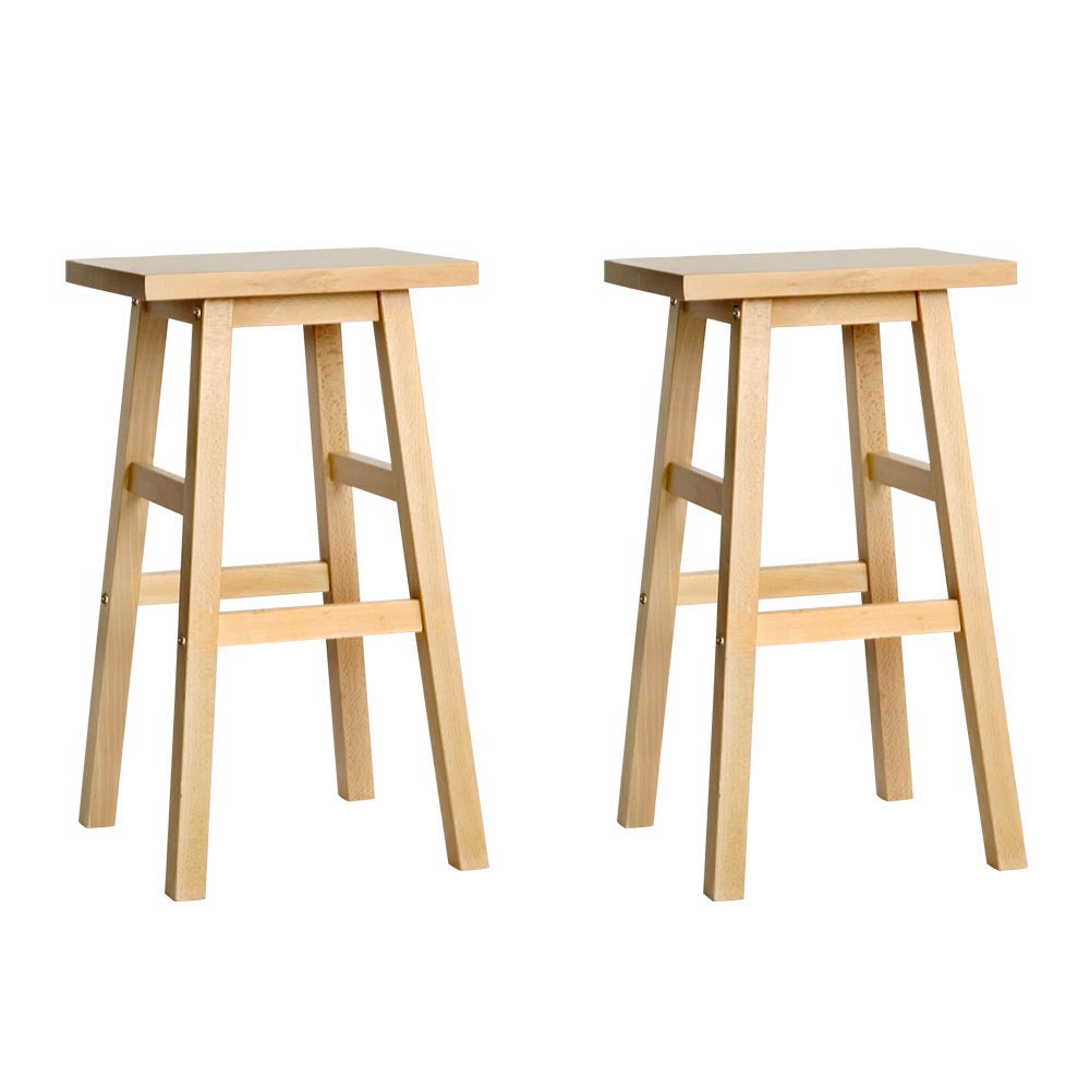 Artiss Natural Beech Wood Bar Stools - Set of 2