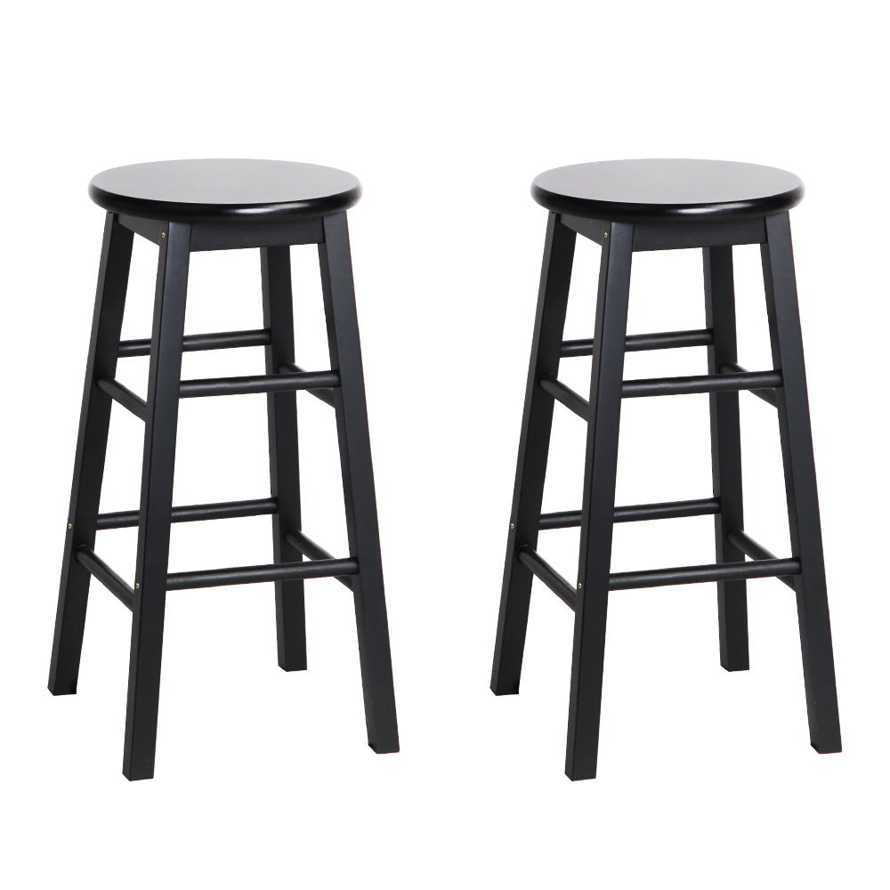 Artiss Black Beech Wood Bar Stools - Set of 2